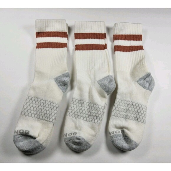Bombas Vintage Style Brown Stripe Crew Socks Lot Of 3 Pairs Size L - Picture 1 of 3